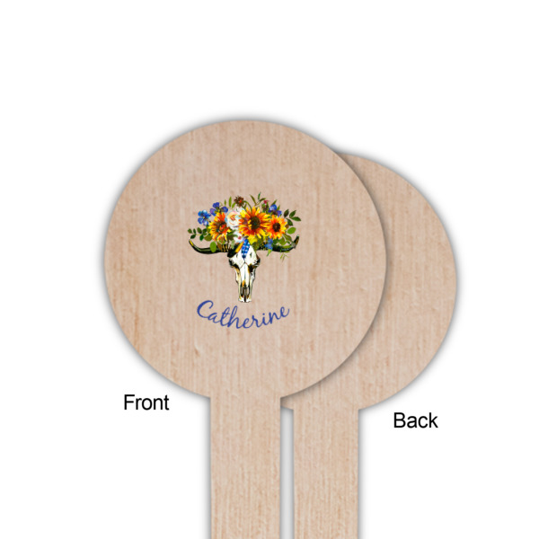 Custom Design - Wooden 6&quot; Food Pick - Round - Single Sided - Front &amp; Back