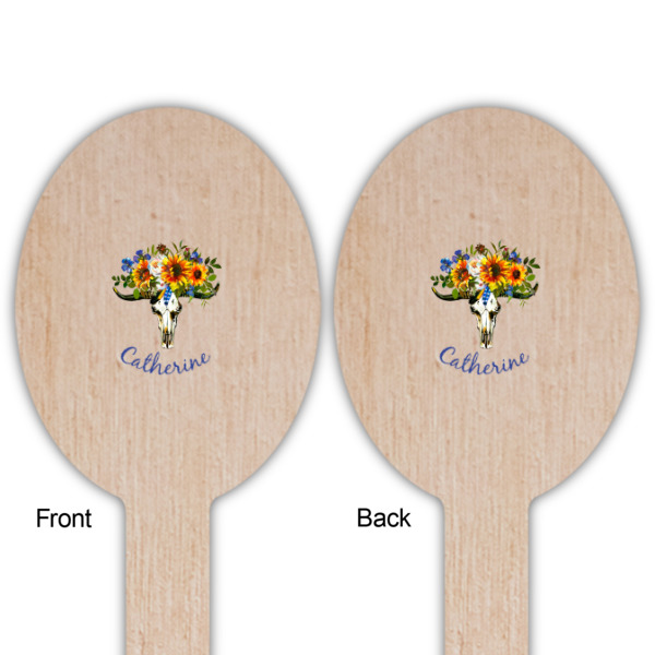 Custom Design - Wooden Food Pick - Oval - Double Sided - Front & Back
