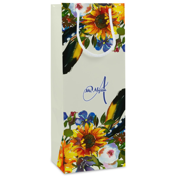 Custom Sunflowers Wine Gift Bags (Personalized)