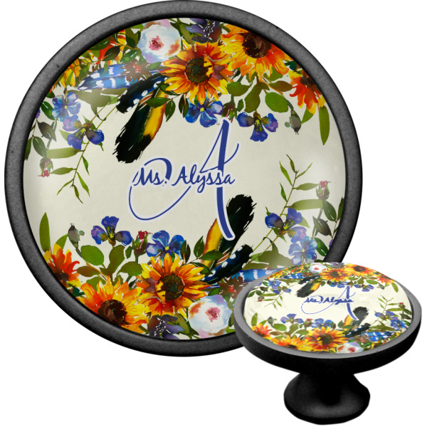 Custom Design - Black Custom Cabinet Knob (Front and Side)