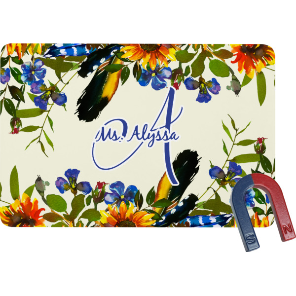 Custom Sunflowers Rectangular Fridge Magnet (Personalized)