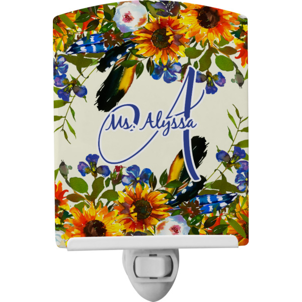 Custom Sunflowers Ceramic Night Light (Personalized)
