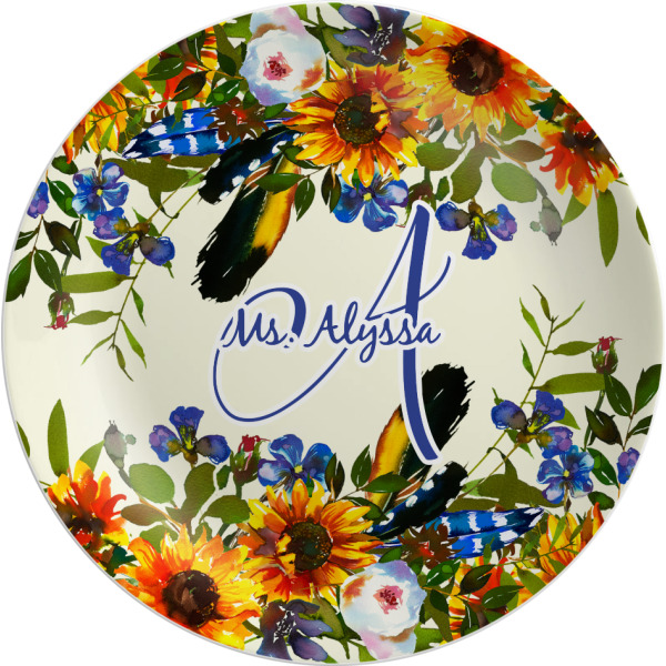 Custom Sunflowers Melamine Plate - 10" (Personalized)