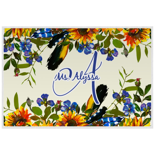 Custom Sunflowers Laminated Placemat w/ Name and Initial