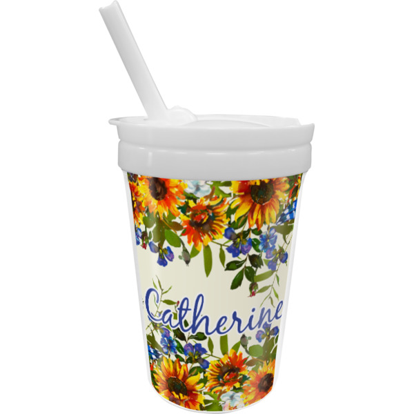 Custom Sunflowers Sippy Cup with Straw (Personalized)