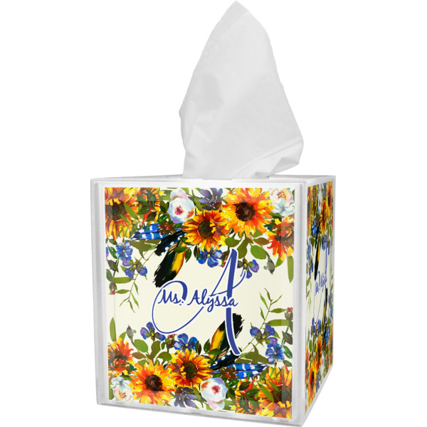 Custom Sunflowers Tissue Box Cover (Personalized)