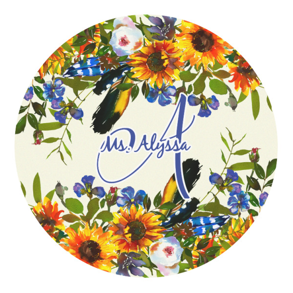 Custom Sunflowers Round Decal (Personalized)