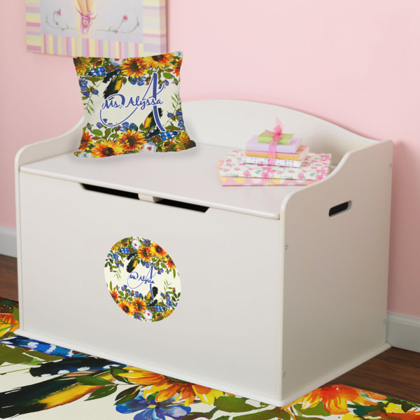 Custom Design - Round Wall Decal on Toy Chest