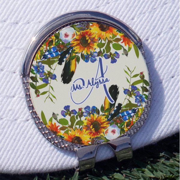 Custom Sunflowers Golf Ball Marker - Hat Clip