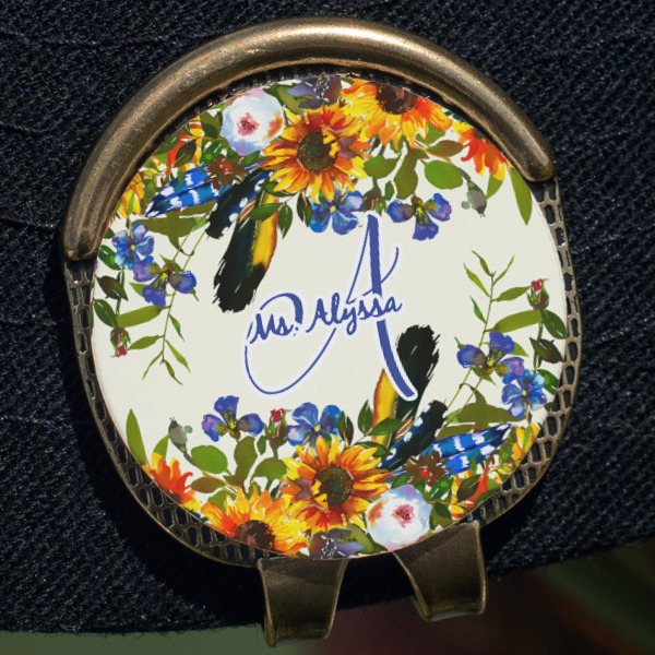 Custom Design - Golf Ball Marker Hat Clip - Gold - Close Up