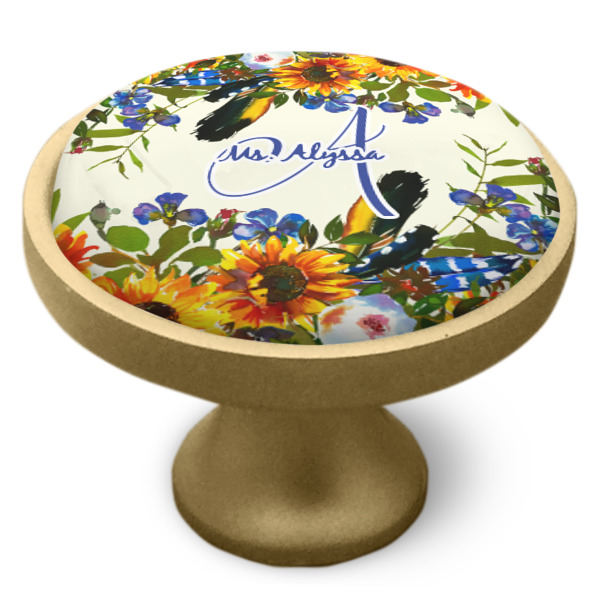 Custom Design - Cabinet Knob - Gold - Side