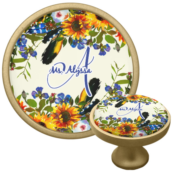 Custom Design - Cabinet Knob - Gold - Multi Angle