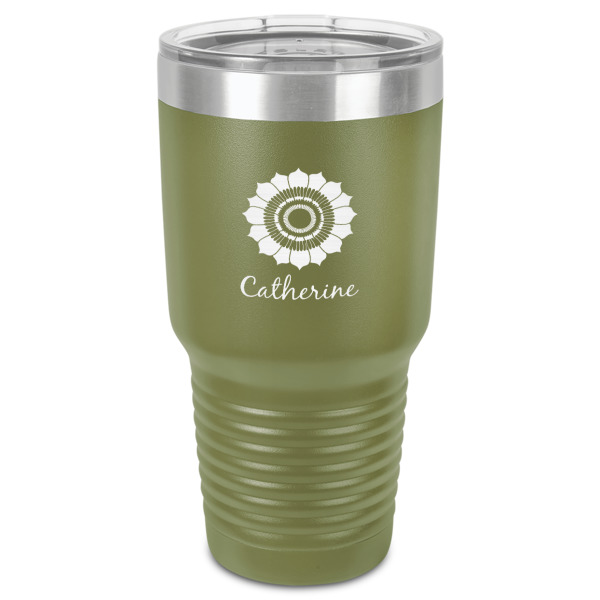 Custom Sunflowers 30 oz Stainless Steel Tumbler - Olive - Single-Sided (Personalized)