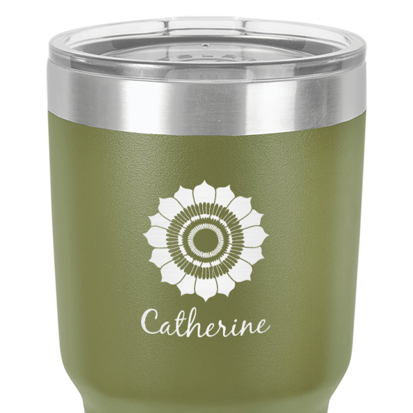 Custom Design - 30 oz Stainless Steel Ringneck Tumbler - Olive - Close Up