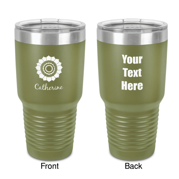 Custom Sunflowers 30 oz Stainless Steel Tumbler - Olive - Double-Sided (Personalized)