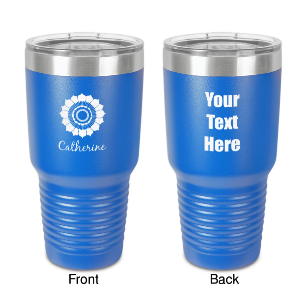 Custom Sunflowers 30 oz Stainless Steel Tumbler - Royal Blue - Double-Sided (Personalized)