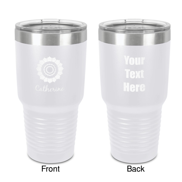 Custom Sunflowers 30 oz Stainless Steel Tumbler - White - Double-Sided (Personalized)