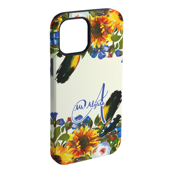 Custom Sunflowers iPhone Case - Rubber Lined (Personalized)