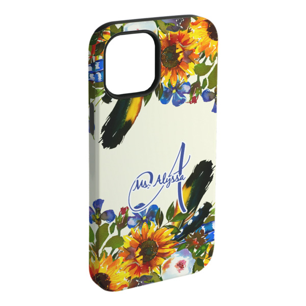 Custom Sunflowers iPhone Case - Rubber Lined - iPhone 15 Plus (Personalized)