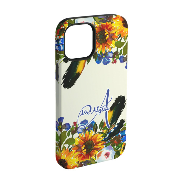 Custom Sunflowers iPhone Case - Rubber Lined - iPhone 15 Pro (Personalized)