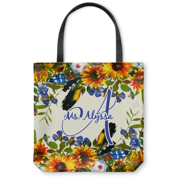 Custom Sunflowers Canvas Tote Bag (Personalized)
