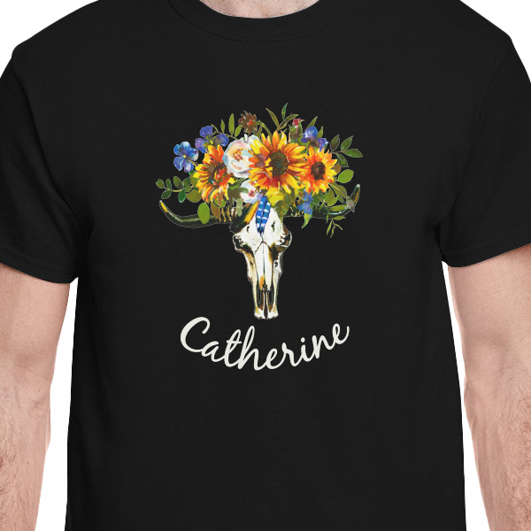 Custom Design - Black Crew T-Shirt on Model - CloseUp