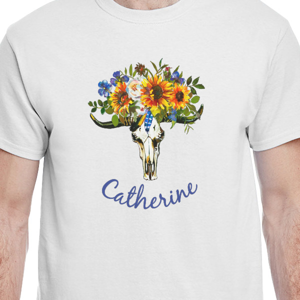 Custom Design - White Crew T-Shirt on Model - CloseUp