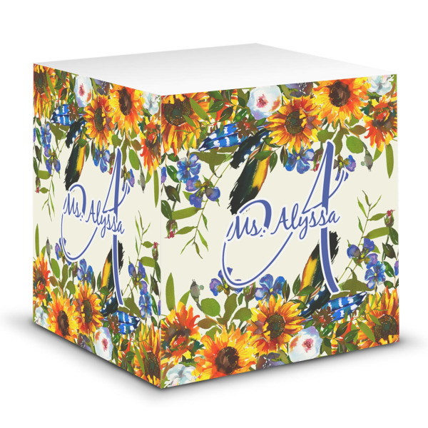 Custom Sunflowers Sticky Note Cube (Personalized)