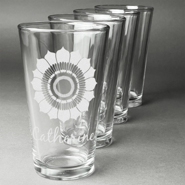 Custom Design - Set of Four Engraved Pint Glasses - Set View