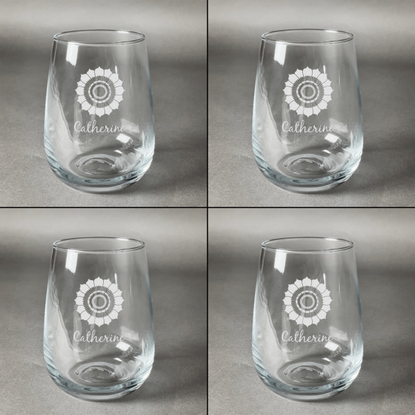 Custom Design - Set of Four Personalized Stemless Wineglasses (Approval)