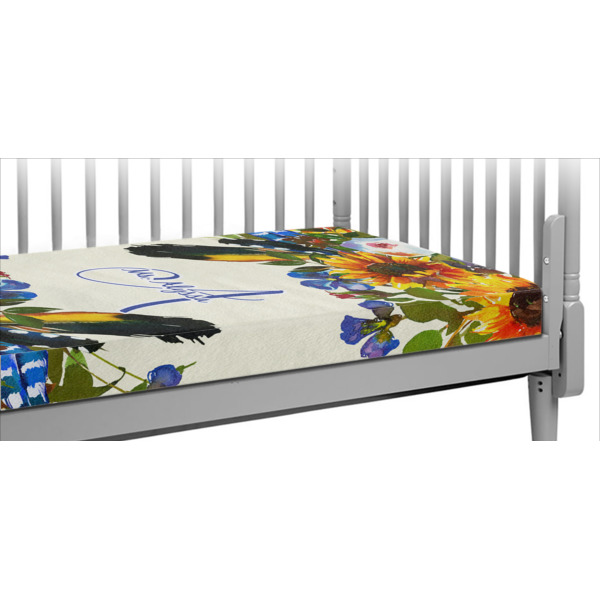 Custom Sunflowers Crib Fitted Sheet (Personalized)