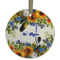 Sunflowers Flat Glass Ornament - Round w/ Name and Initial