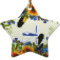 Sunflowers Star Ceramic Ornament w/ Name and Initial