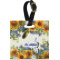 Sunflowers Plastic Luggage Tag - Square w/ Name and Initial