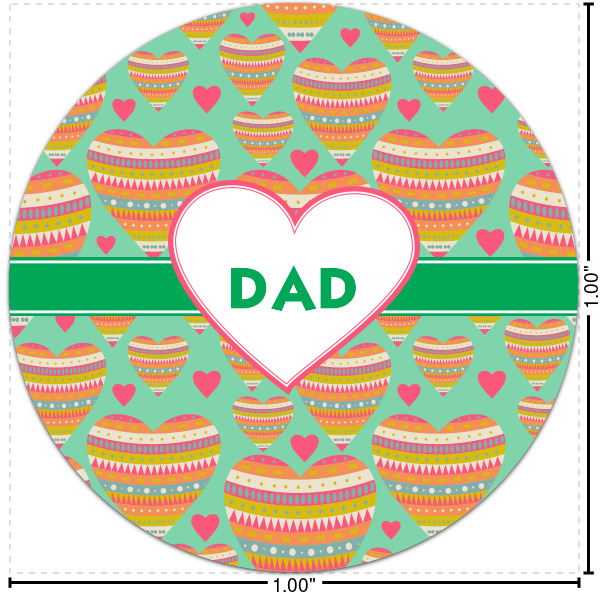 Custom Hearts Multipurpose Round Labels - 1" (Personalized)