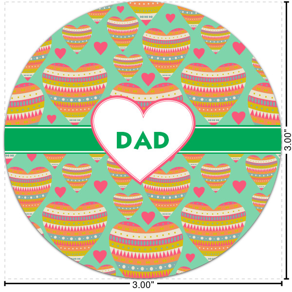Custom Hearts Multipurpose Round Labels - 3" (Personalized)