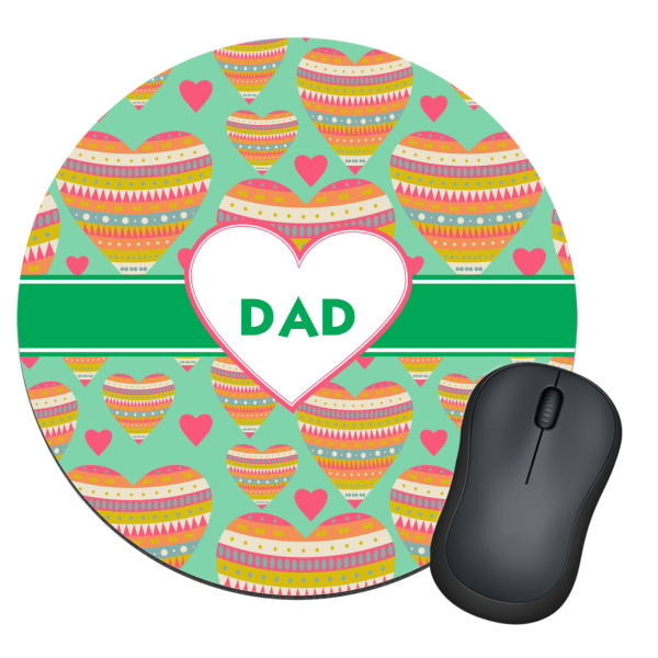 Custom Hearts Round Mouse Pad (Personalized)