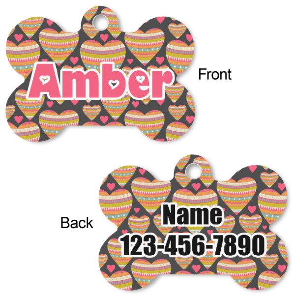 Custom Design - Bone Shaped Dog ID Tag - Small - Front & Back View