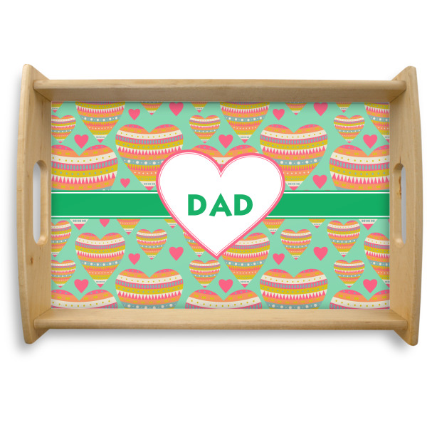 Custom Hearts Natural Wooden Tray - Small (Personalized)