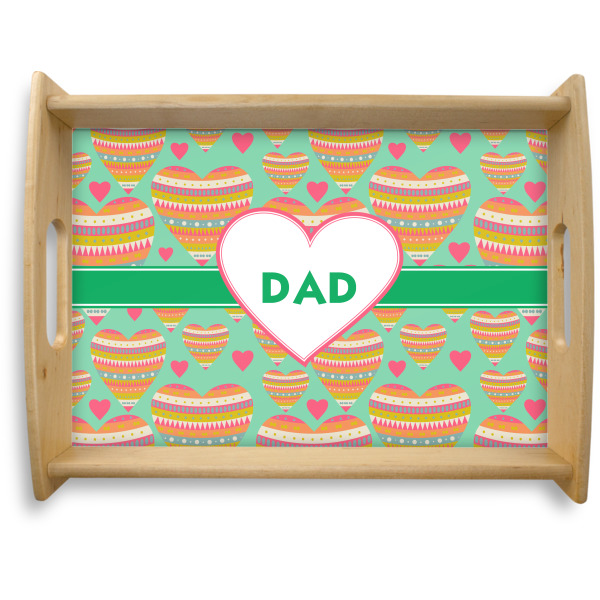 Custom Hearts Natural Wooden Tray - Large (Personalized)