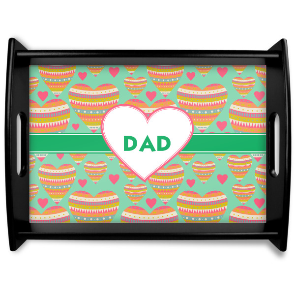 Custom Hearts Black Wooden Tray - Large (Personalized)