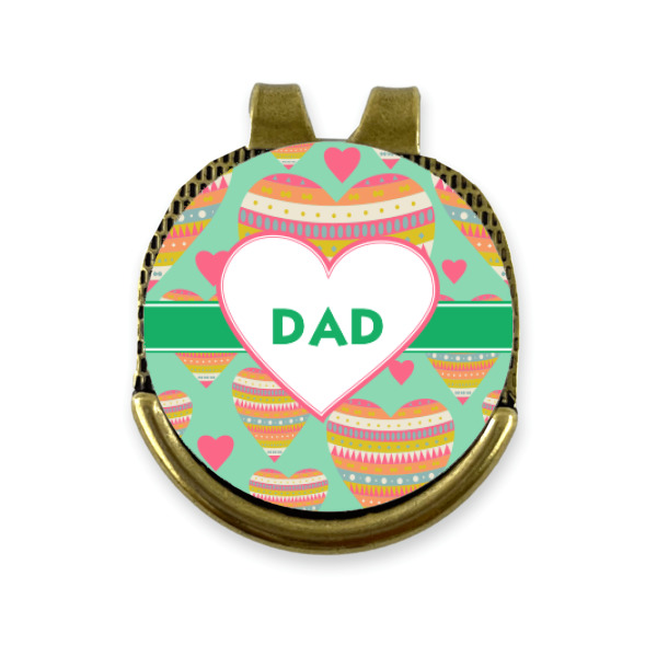 Custom Design - Golf Ball Marker Hat Clip Gold - Front