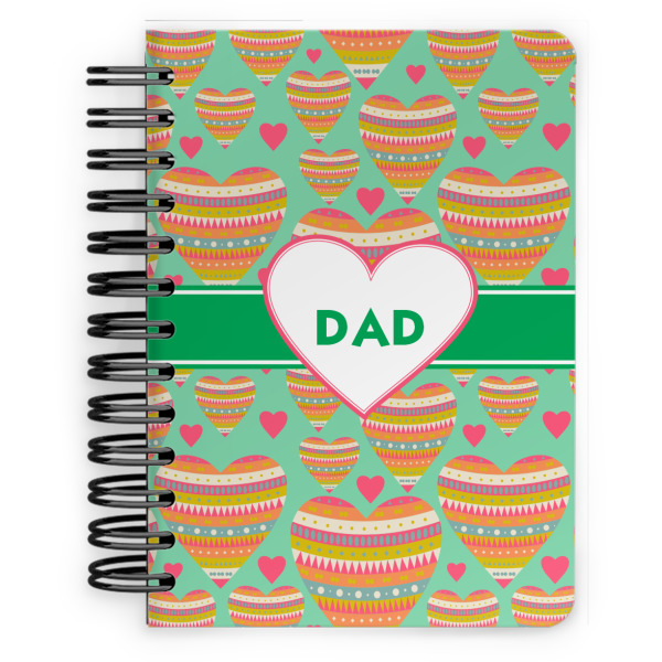 Custom Hearts Spiral Notebook - 5x7 w/ Monogram