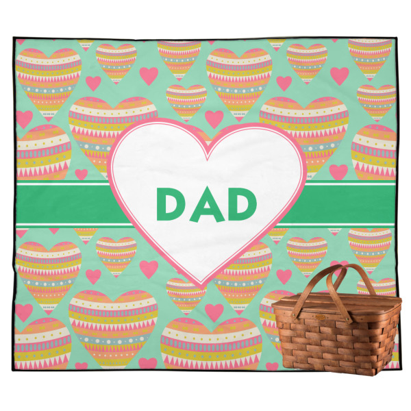 Custom Hearts Outdoor Picnic Blanket (Personalized)
