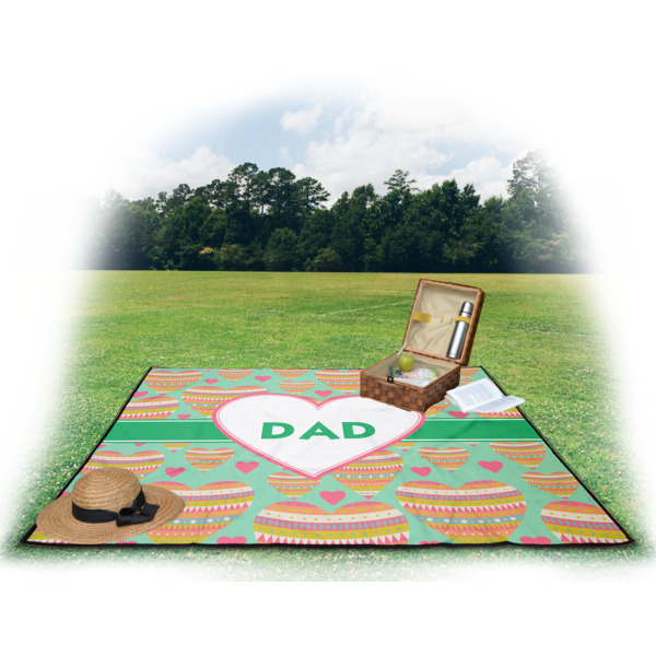 Custom Design - Picnic Blanket - with Basket Hat and Book - in Use