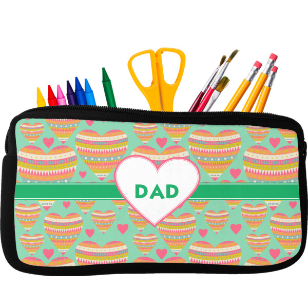 Custom Hearts Neoprene Pencil Case (Personalized)