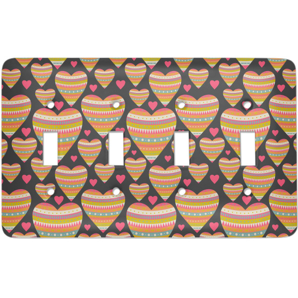 Custom Hearts Light Switch Cover (4 Toggle Plate)