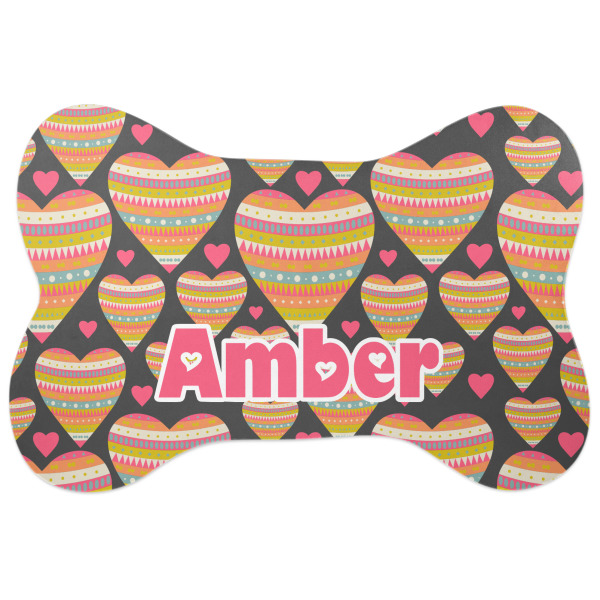 Custom Hearts Bone Shaped Dog Food Mat (Personalized)
