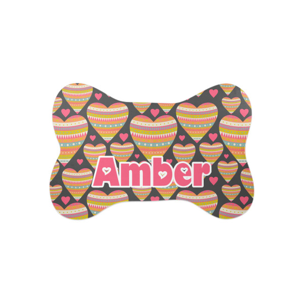Custom Hearts Bone Shaped Dog Food Mat (Small) (Personalized)