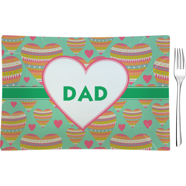 Custom Hearts Rectangular Glass Appetizer / Dessert Plate - Single or Set (Personalized)